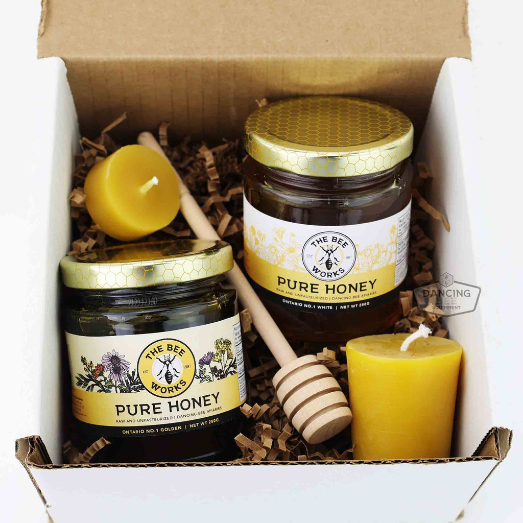 The Bee Works Honey Hostess Gift Box. Top View.