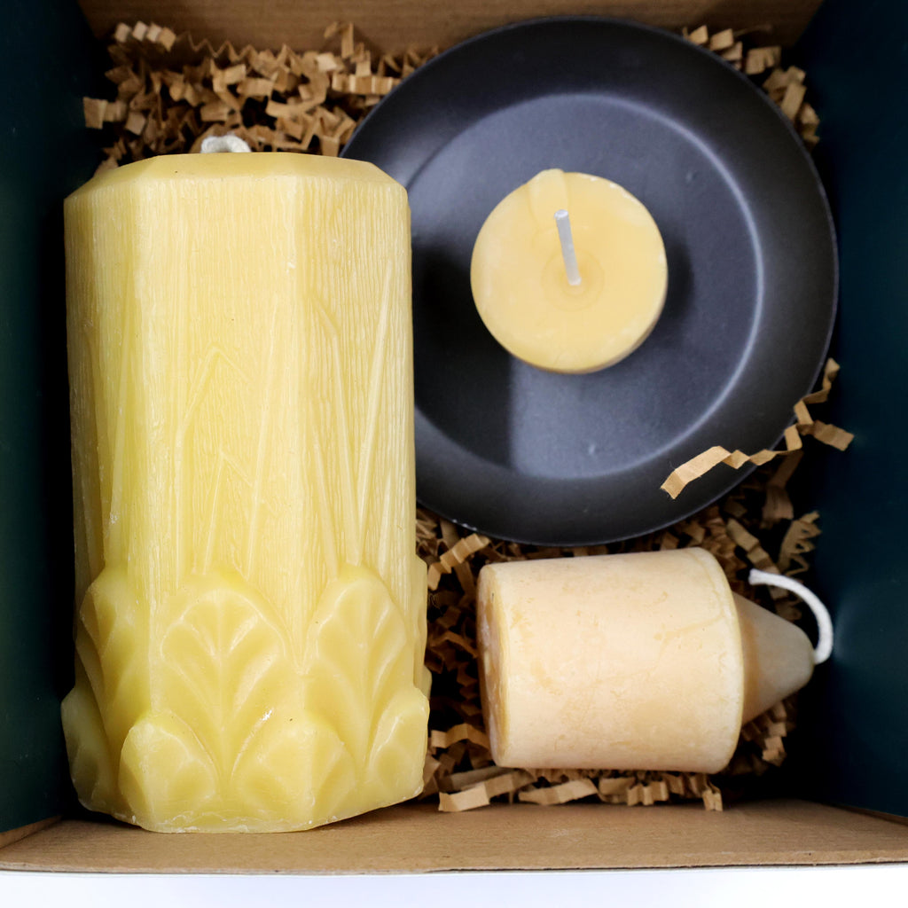 The Bee Works Candle Lovers Gift Box. Top View.