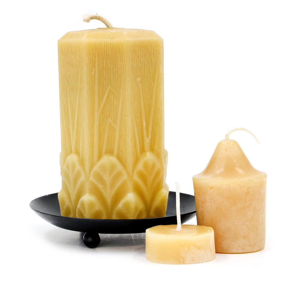 Pure Beeswax Candle in Blown Glass - 8oz - Our Lady of Peace Gift Shop  Webstore